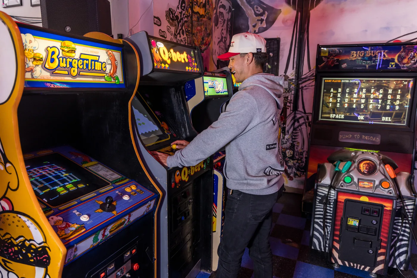 Rows of games at Waterland Arcade