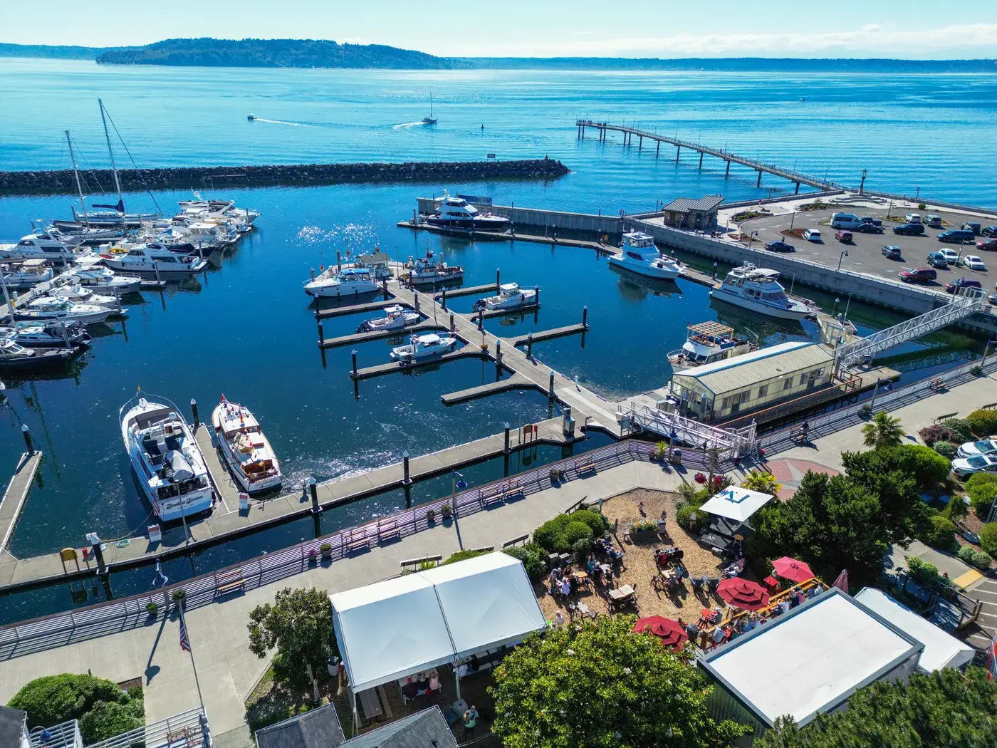 Boats docked at the Des Moines Marina