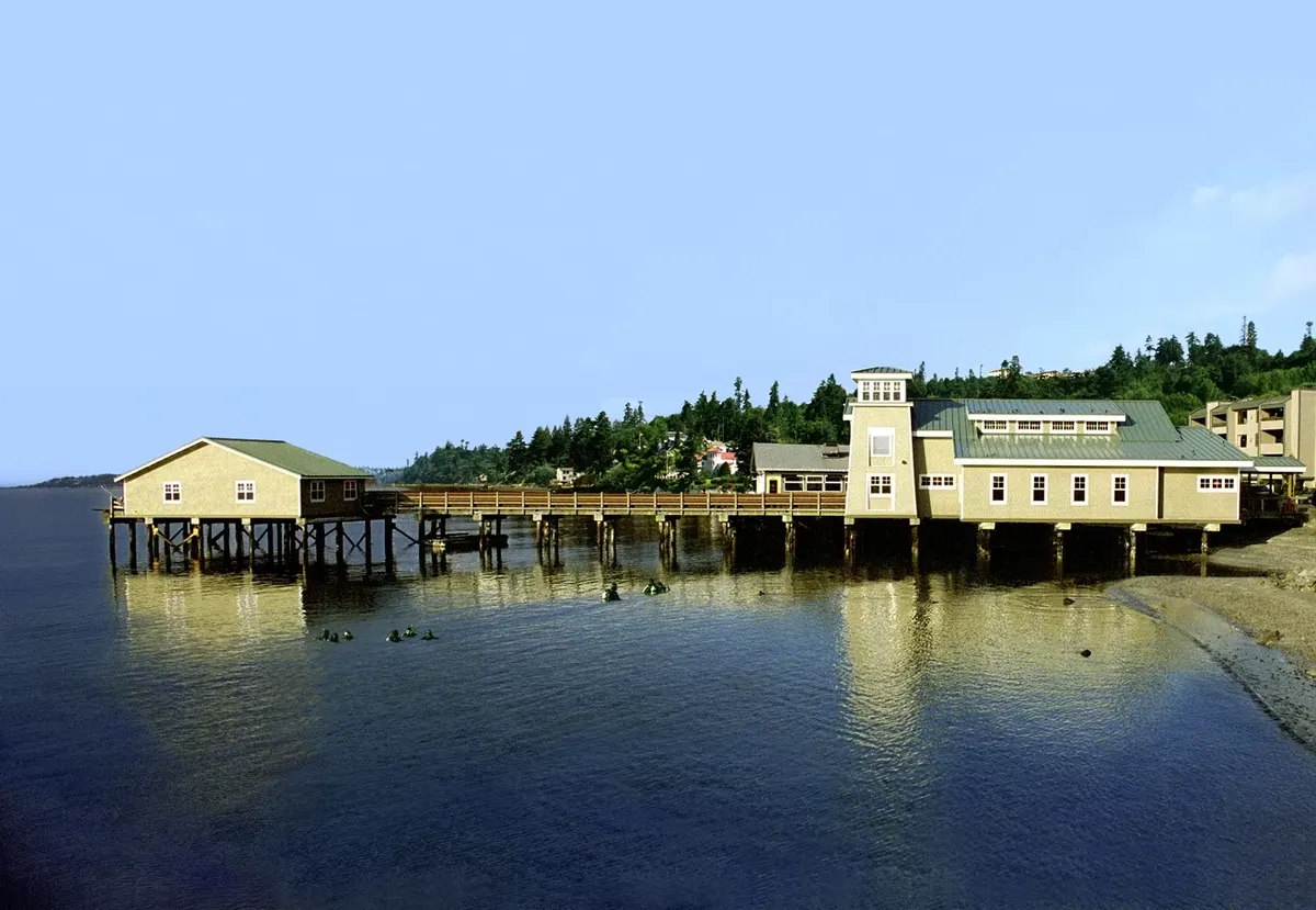 The MaST Center aquarium over the water